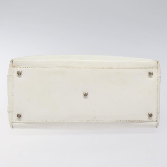 Salvatore Ferragamo Gancini Hand Bag Leather White Silver Auth 118441 - Picture 7 of 16